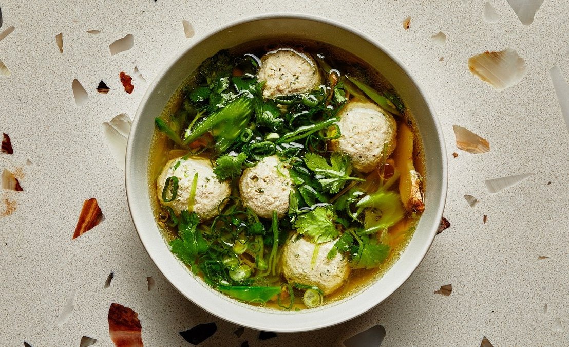 Chicken Meatballs in Spring Veggie&nbsp;Broth