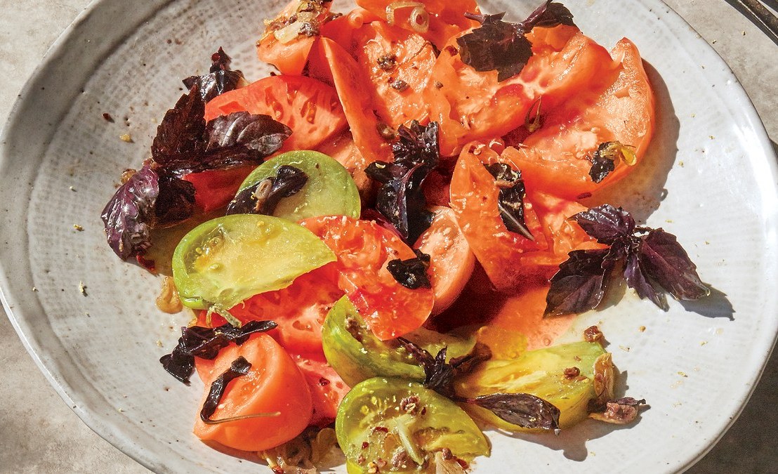 Tomato Salad with Warm Basil&nbsp;Dressing
